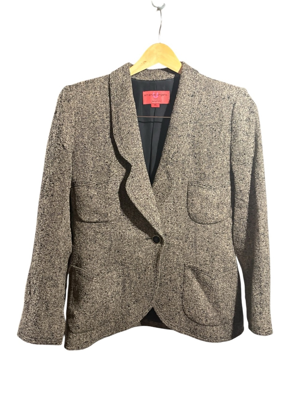 Emanuel Ungaro Gray Tweed Single-Button Blazer